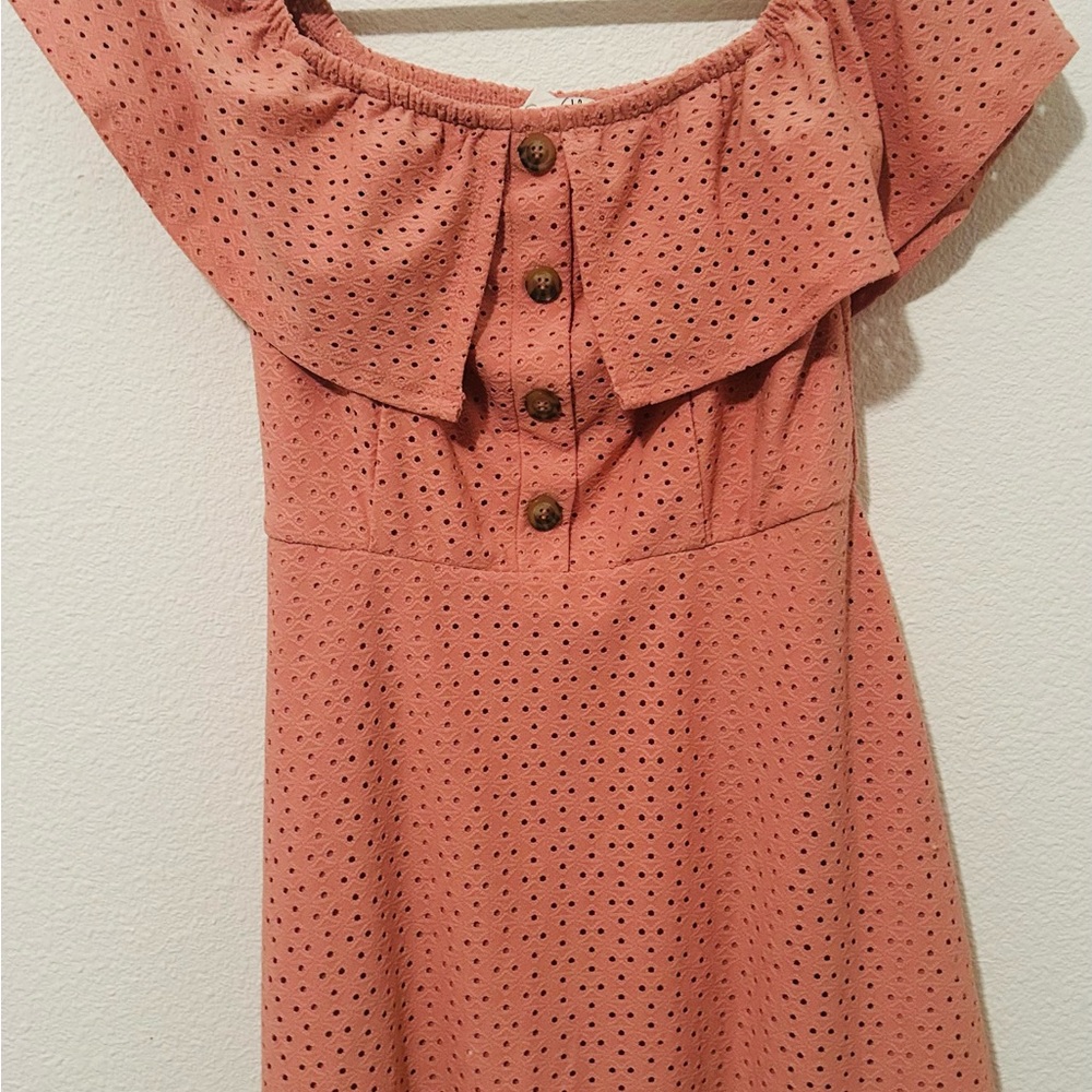 Speechless Peachy/orange  Off-Shoulder Mini Dress THE LIFE OF A SHOW GIRL